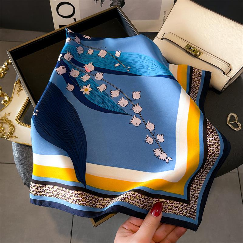 2025 Новая Мода 70X70см Принтованный Женский Шарф Пашмина Шёлковый Шарф Квадратная Шаль Декоративная Повязка на Голову Шея Роскошный Дизайн Бандана