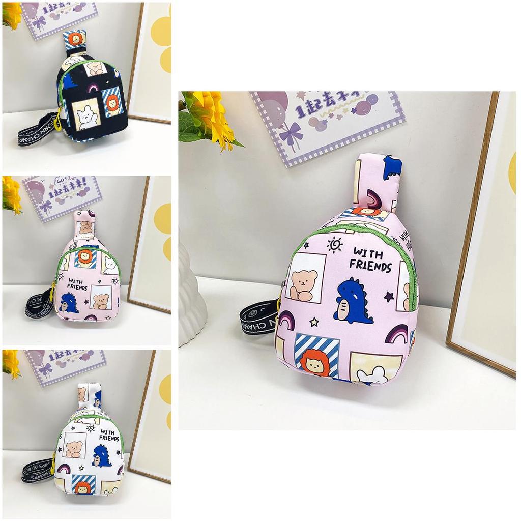 Adorable Cartoon Kids Chest Bag For Boys And Girls Lightweight Nylon School Bag