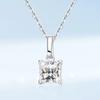 New Sparkling Real 1.2CT Princess Cut Moissanite Pendant Necklace for Woman S925 Sterling Silver Diamond Neck Chain Necklaces