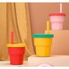 Kids And Toddler Cups - Spill Proof Smoothie Snack Cups With Leak Proof Regular Lids & Silicone Straws-green
