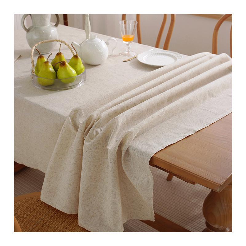 Pastoral Cotton Linen Solid Color Tablecloth for Dining or Coffee Tables