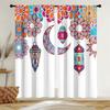 2pcs Colorful Moroccan Pattern Lantern & Crescent Curtains   Perfect for Ramadan/Eid Window Decor  Rod Pocket Curtains