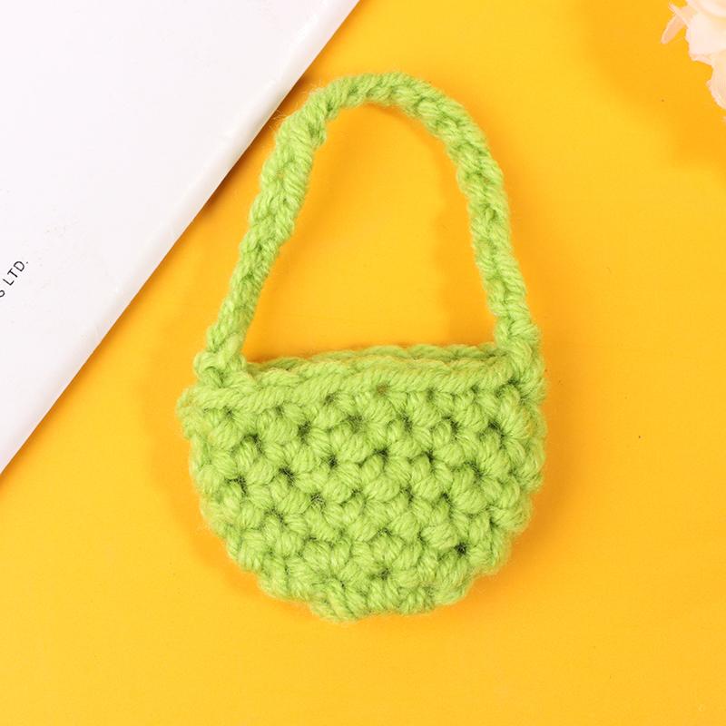 1:12 Miniature Knit Sweater Model Woven Plush Shoulder Bag Model Doll Accessories Dollhouse Toys