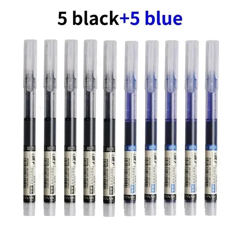 New 10Pcs High Quality Needle Type Gel Pens Straight Liquid Ballpoint Pen Kawaii Stationery School Office Supplies Writing