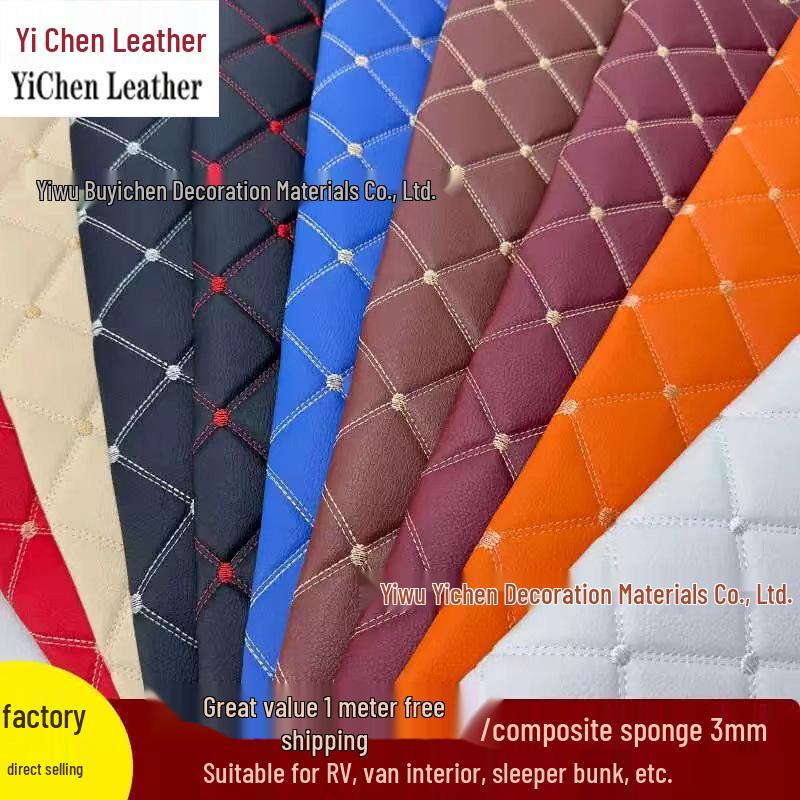 Diamond Lattice Sponge-Backed PVC Leather Fabric for Car Interiors