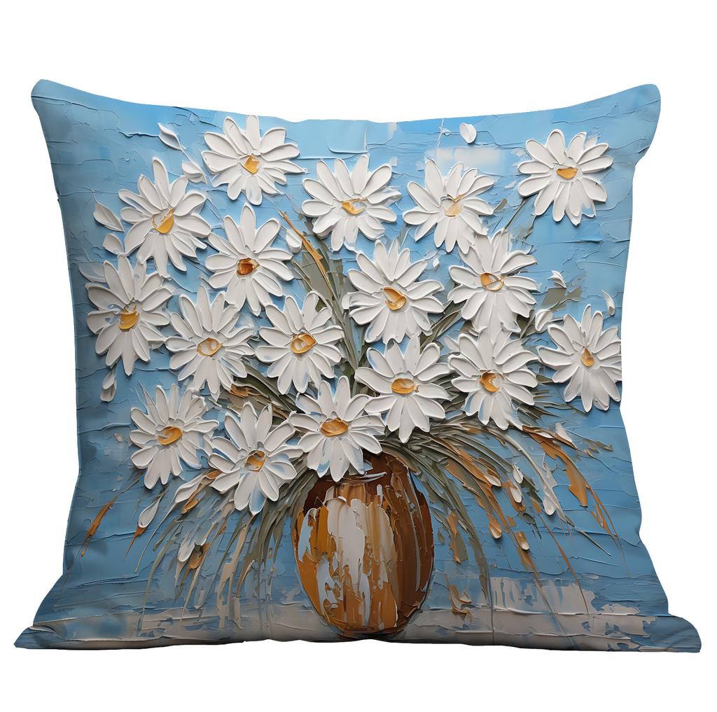 Новая наволочка с цветочным принтом, имитирующая трехмерный стиль масляной живописи, креативная цветочная, для дома, гостиной, диванной подушки
