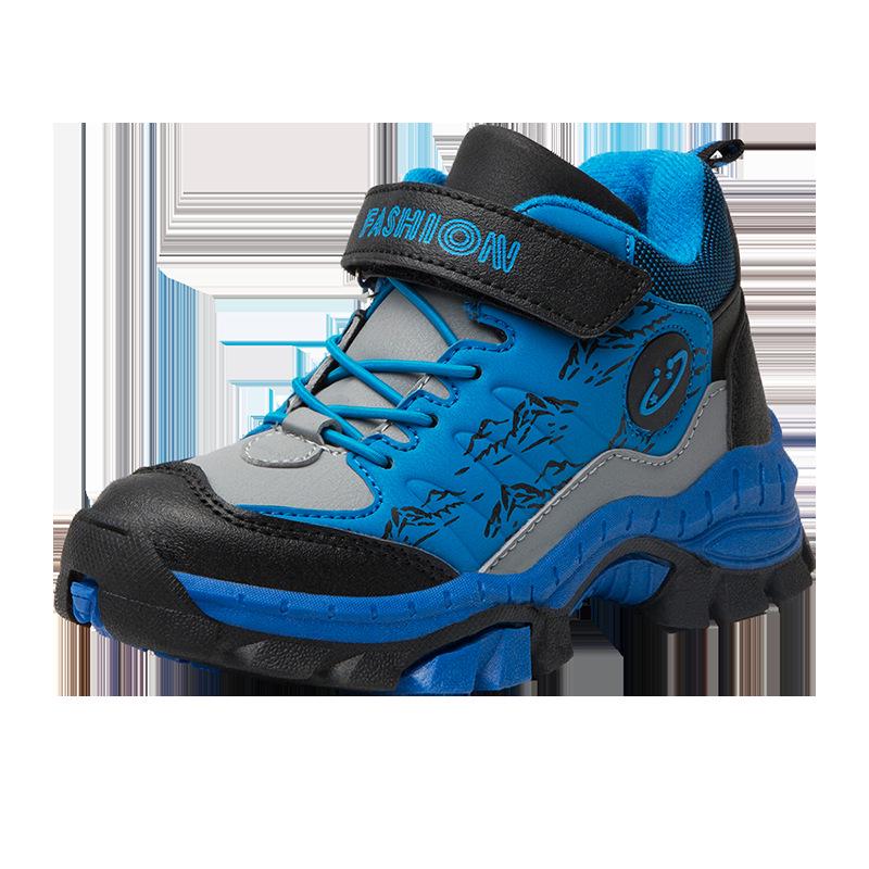 Зимняя спортивная обувь из хлопка для мальчиков 2024 года: Модные кожаные кроссовки для альпинизма для детей старшего возраста