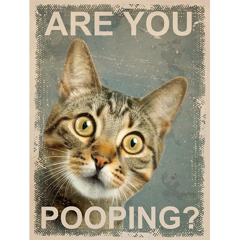 Animals Cat Dog Are You Pooping Funny Bathroom Sign Poster Print Canvas Painting Wall Art Picture for Toilet Home Bathroom Decor