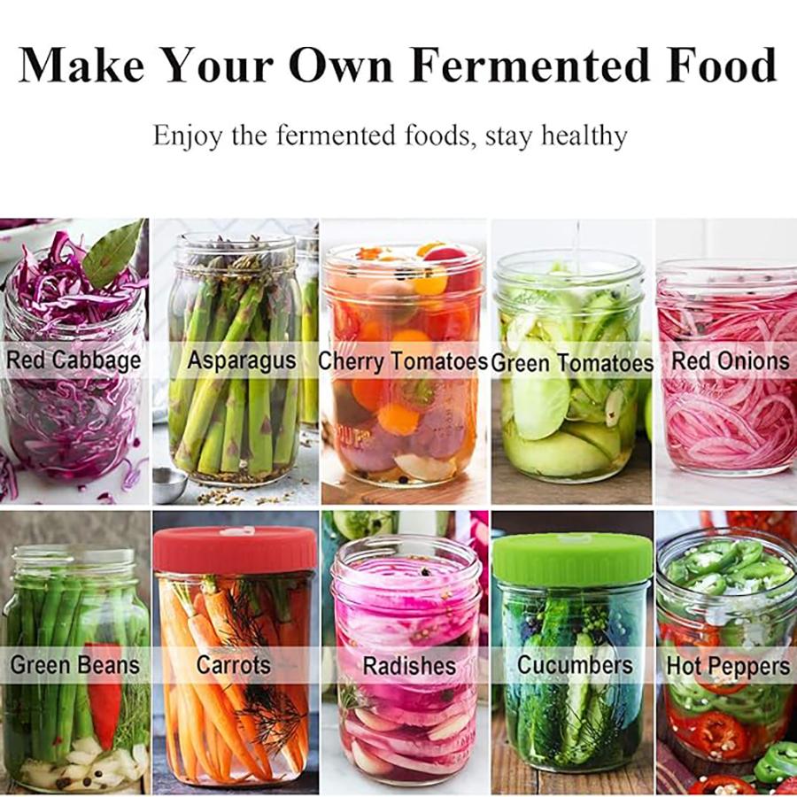 Крышки для ферментации Пластиковая крышка для ферментации с гидрозатвором Крышки для ферментации для банок Мейсона с широким горлышком (Банки не входят в комплект)