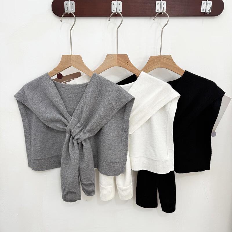 Женская универсальная вязаная накидка на плечи в корейском стиле