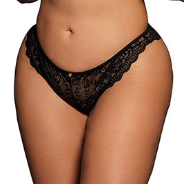 CLAIRE Plus Size Black Lace Panties - Le Désir - Thongs and Panties