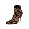 Polyurethane Autumn Winter Shoes 47 Size 48 Super Size Sexy Boots Pointed Toe Zipper Leopard Keep Warm Ankle Boots