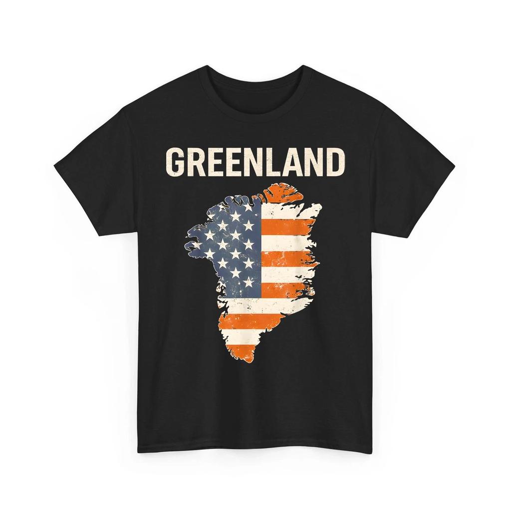 Футболка с картой Гренландии и флагом США, Политическая футболка "Гренландия - 51-й штат США"