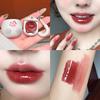 Peach Pink Solid Lip Gloss with Lips Brush Mirror Water Light Tint Lip Glaze Glass Jelly Lipstick Moisturizing Nourishing Makeup