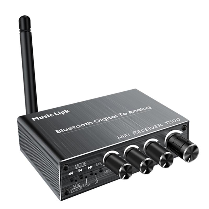 VAORLO Bluetooth 5.3 Audio Receiver+Coaxial DAC Converter+USB U-Disk Play+6.5 Micrphone Karaoke Wireless Adapter 3.5MM AUX RCA