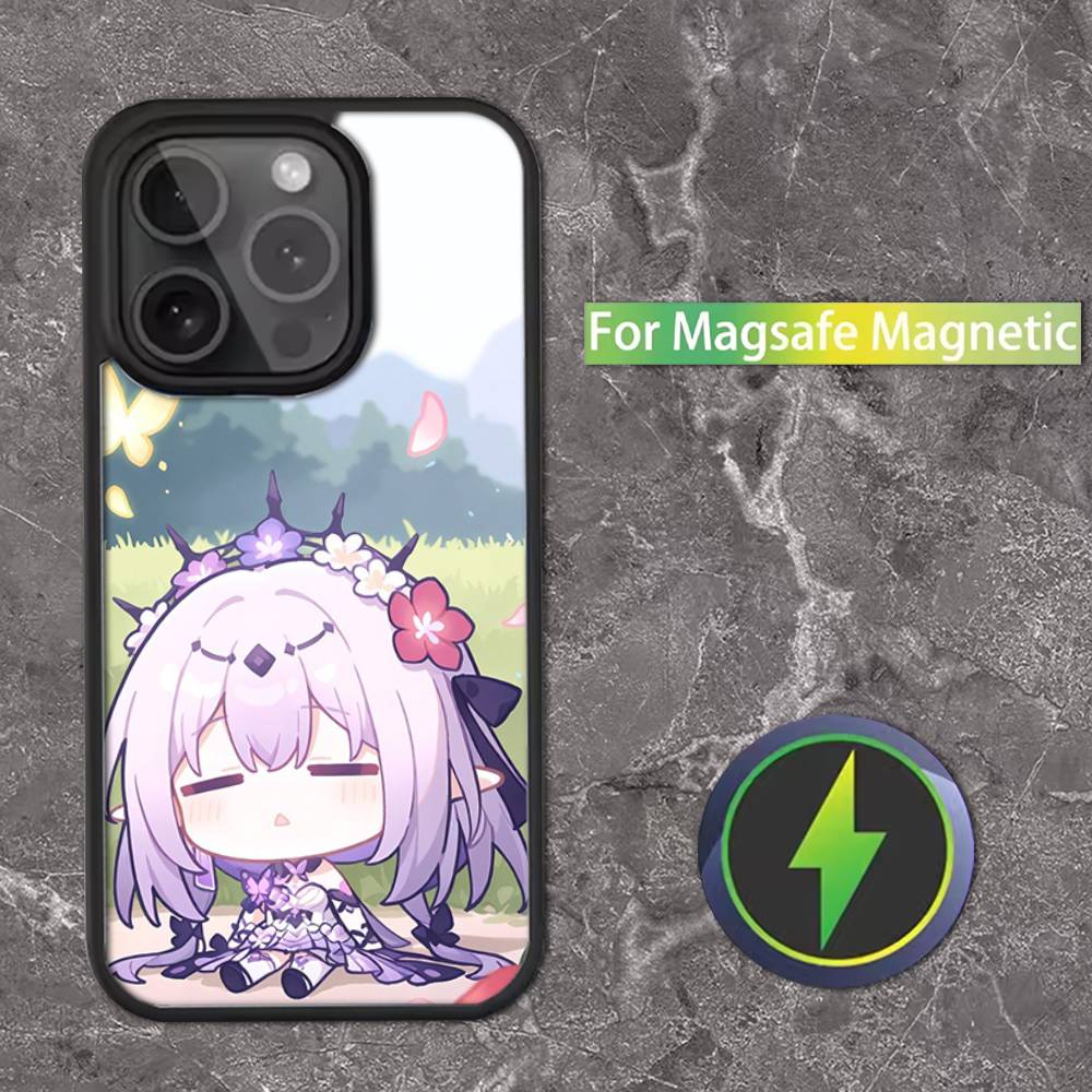 H-Honkai Castorice Star R-Rail Чехол для телефона iPhone 16,15,14,13,12,11,Pro,Max,Plus,Mini,SE MagSafe Магнитная беспроводная зарядка