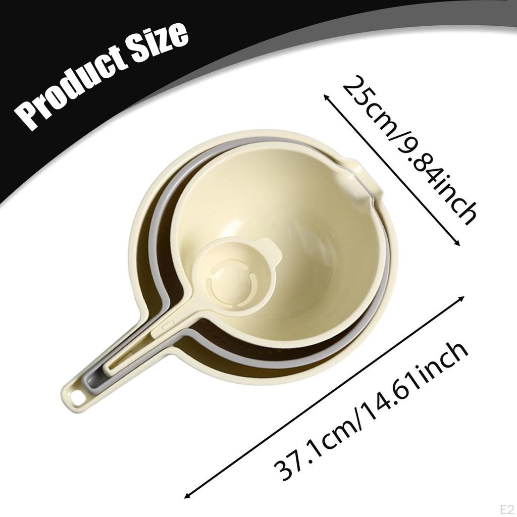 Набор мисок для смешивания Миска для гнездования с ручкой Носик для слива Дуршлаг Корзина для мытья овощей для