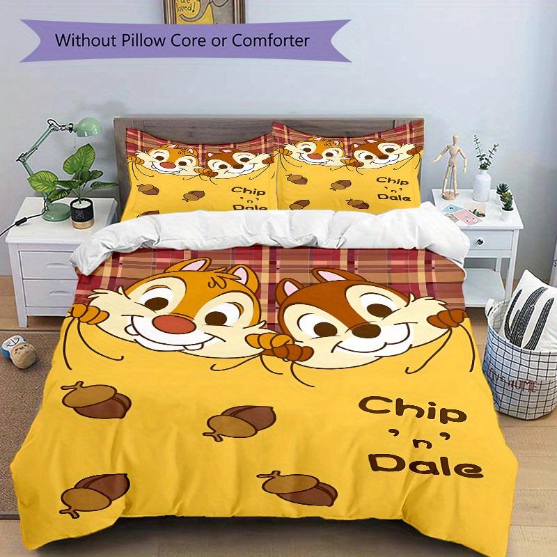 3pcs set Chip & Dale1pc of quilt cover+2pcs of pillowcase, no core, print bedding, All Seasons Bedroom Setting026
