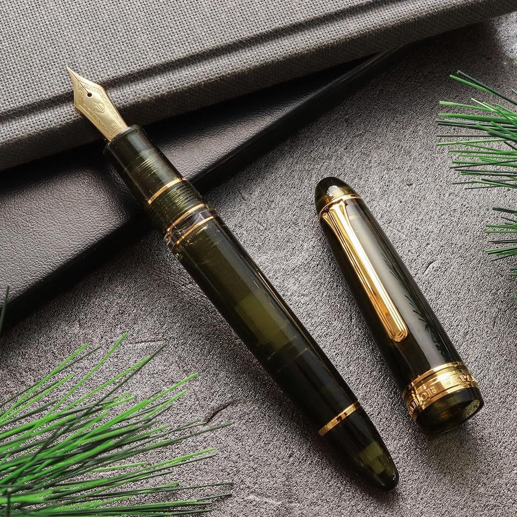 WANCHER Limited Edition SAILOR Original Profit Realo Champagne Dark Green 21K Gold Fountain Pen Special Fine [WANCHER Edition] (F Nib)