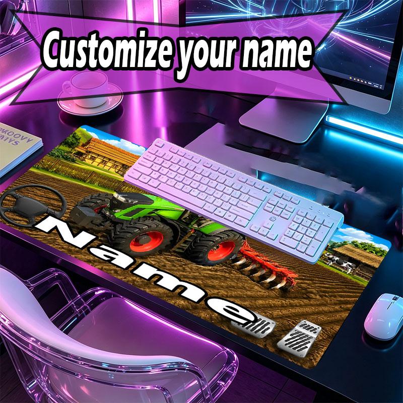 Custom Name Personalized Landwirtschafts‑Simulator Pattern Mousepad, Laptop PC Desk Mat, Decorative Desk Mat for Home Keyboard Pad Gift