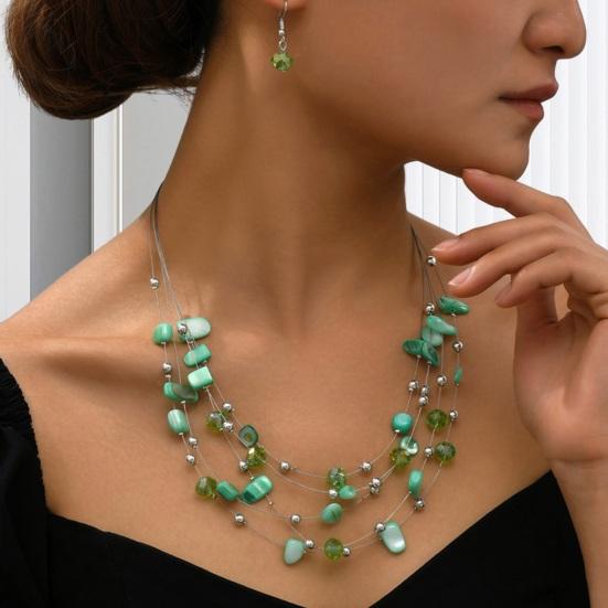 Set Bohemian Style Multi Layers Asymmetric Electroplated Stone Faux Crystal