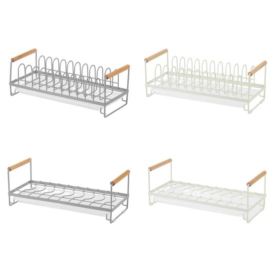 Полка для слива посуды с деревянной ручкой и силиконовой противоскользящей накладкой, вертикальный водонепроницаемый органайзер для посуды на столешнице