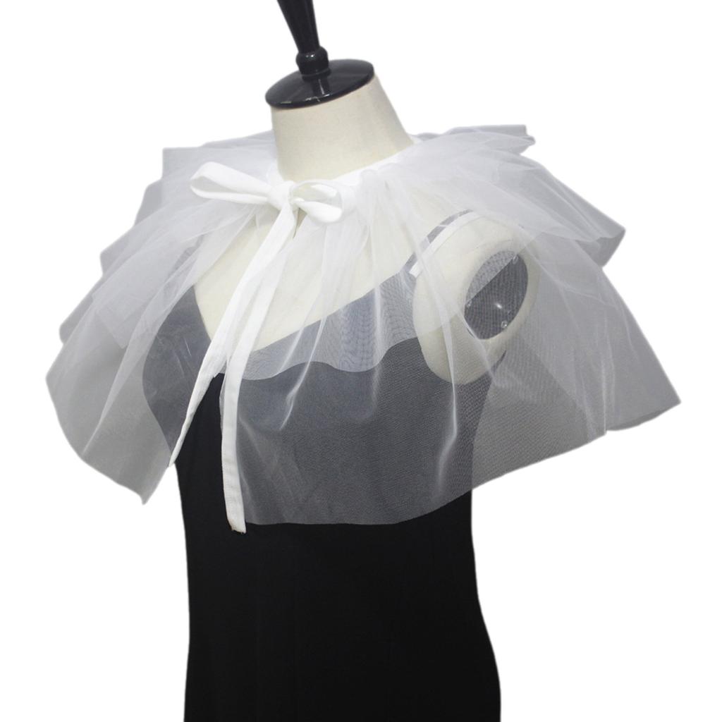 Women Victorians Ruffle Neck Collar 3 Layers Mesh Vintage Renaissances False Collar Large Shawl Scarf Decorative Capelet