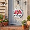Festive Holiday Door Hanger Interchangeable Seasonal Welcome Sign for Front Door, 12 Inch Round Wood Hanging Wall Art For Garden with 15/16 Ornaments