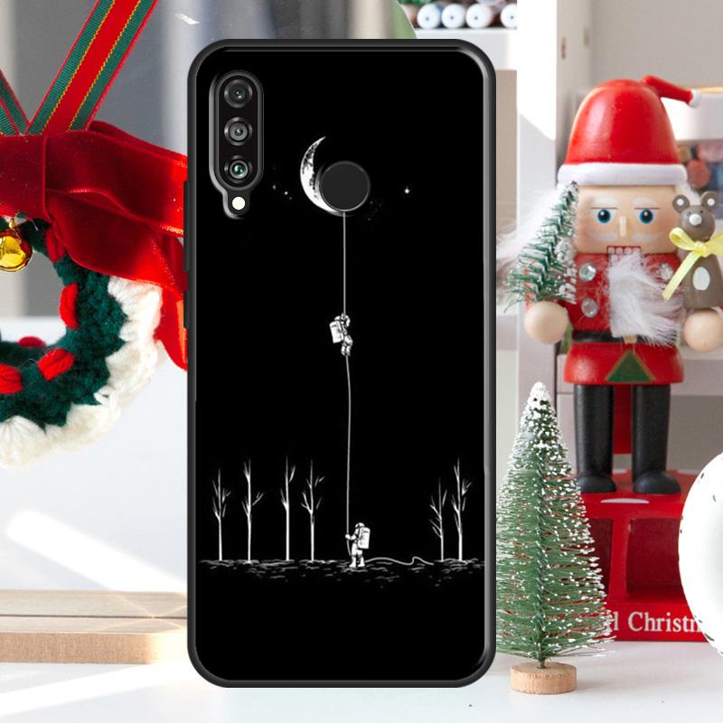Черная Луна Звезды Космос Астронавт Для Huawei Nova 7i 8i 11i 12i 12s Y73 Y70 Y90 Y60 Y72 Y61 Y91 9 10 SE P30 Pro P40 Lite Чехол