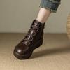 Autumn and Winter New Thick-soled Inner Height Increase of 8cm Side Zipper Comfortable Versatile Casual High-top Low-tube Martin Boots Women's Leather