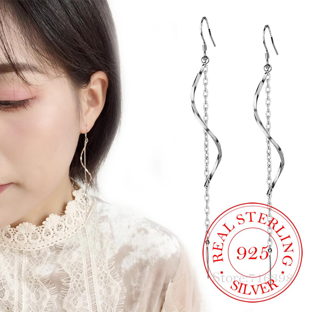 Серьги-капли из стерлингового серебра 925 пробы с длинными кисточками, гипоаллергенные для женщин, модные свадебные подарочные ювелирные изделия