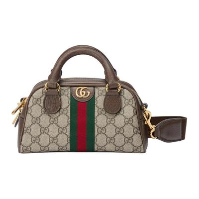 Мини-сумка Ophidia GG с верхней ручкой Бежевый/Эбеновый Supreme Женские сумки Коричневый 724606-9C2SG-8746