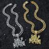 Men's Hip Hop Letter SELF PAID Pendant Necklace With 13mm Cuban Chain HipHop Iced Out Bling Necklaces Fashion Charm Jewelry Gift
