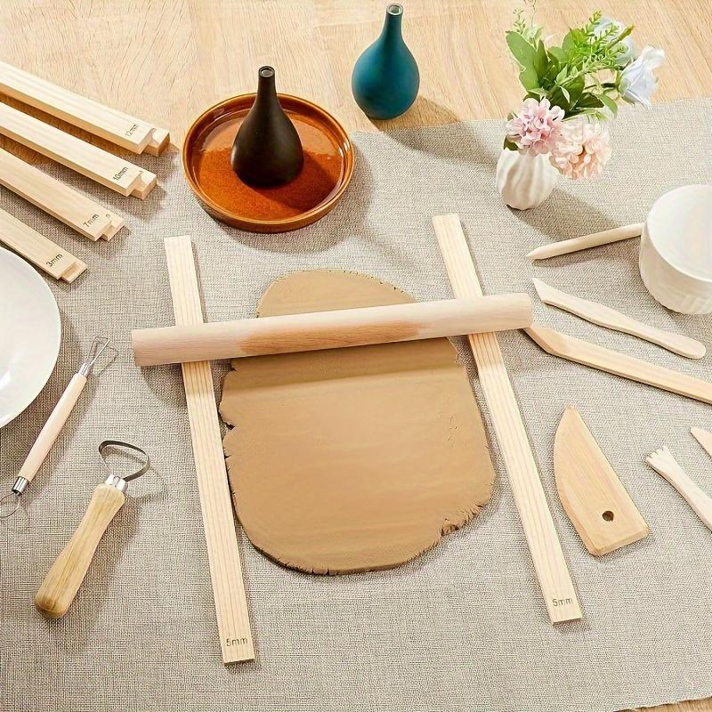 Premium 10-Piece Wooden Rolling Pin Guides Set for Ceramics and Pottery Clay Crafting