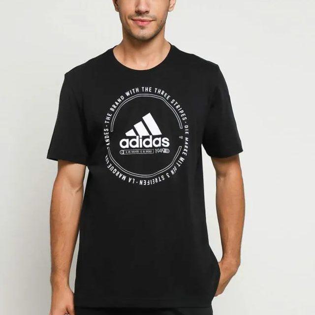 Adidas T Shirts Men's Black Crew Neck Moderate Straight Fit ED7273