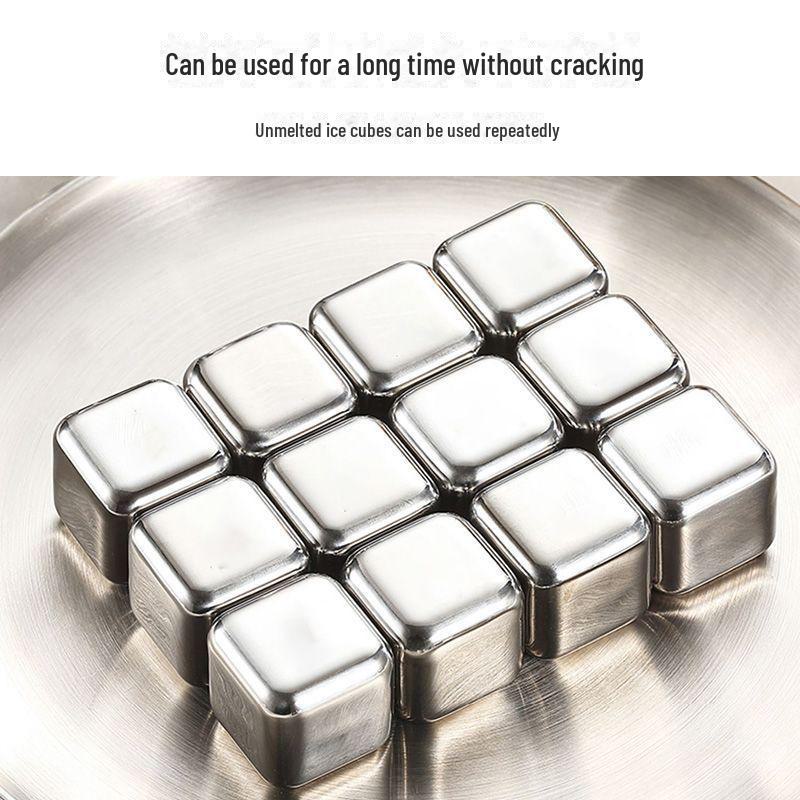 «Многоразовые кубики льда из нержавеющей стали 304 для быстрой заморозки виски и пива»
