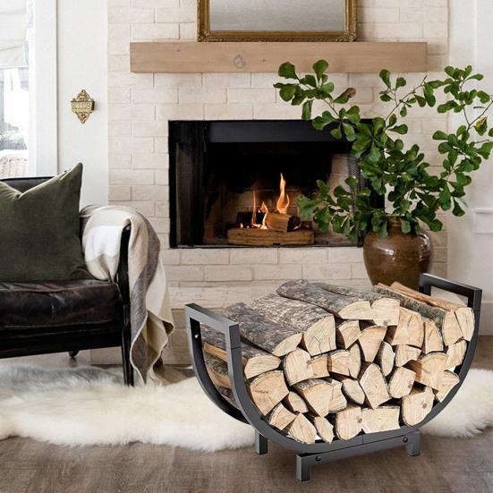 Дровница для дома и улицы, сверхпрочная, нержавеющая металлическая, изогнутая, держатель для дров, камин, патио, терраса, кострище, органайзер для хранения дров