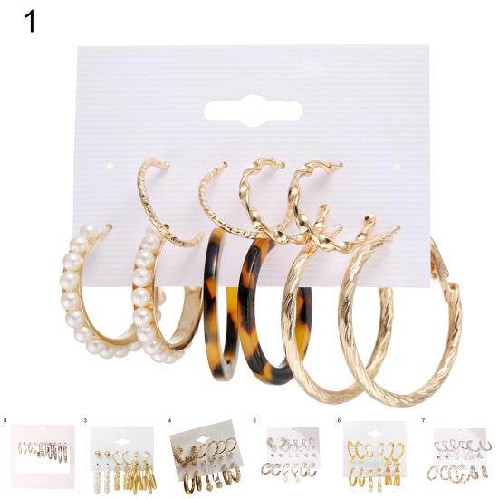 1 комплект серег-колец круглой формы со стразами, геометрические серьги с искусственным жемчугом и круглыми серьгами для женщин