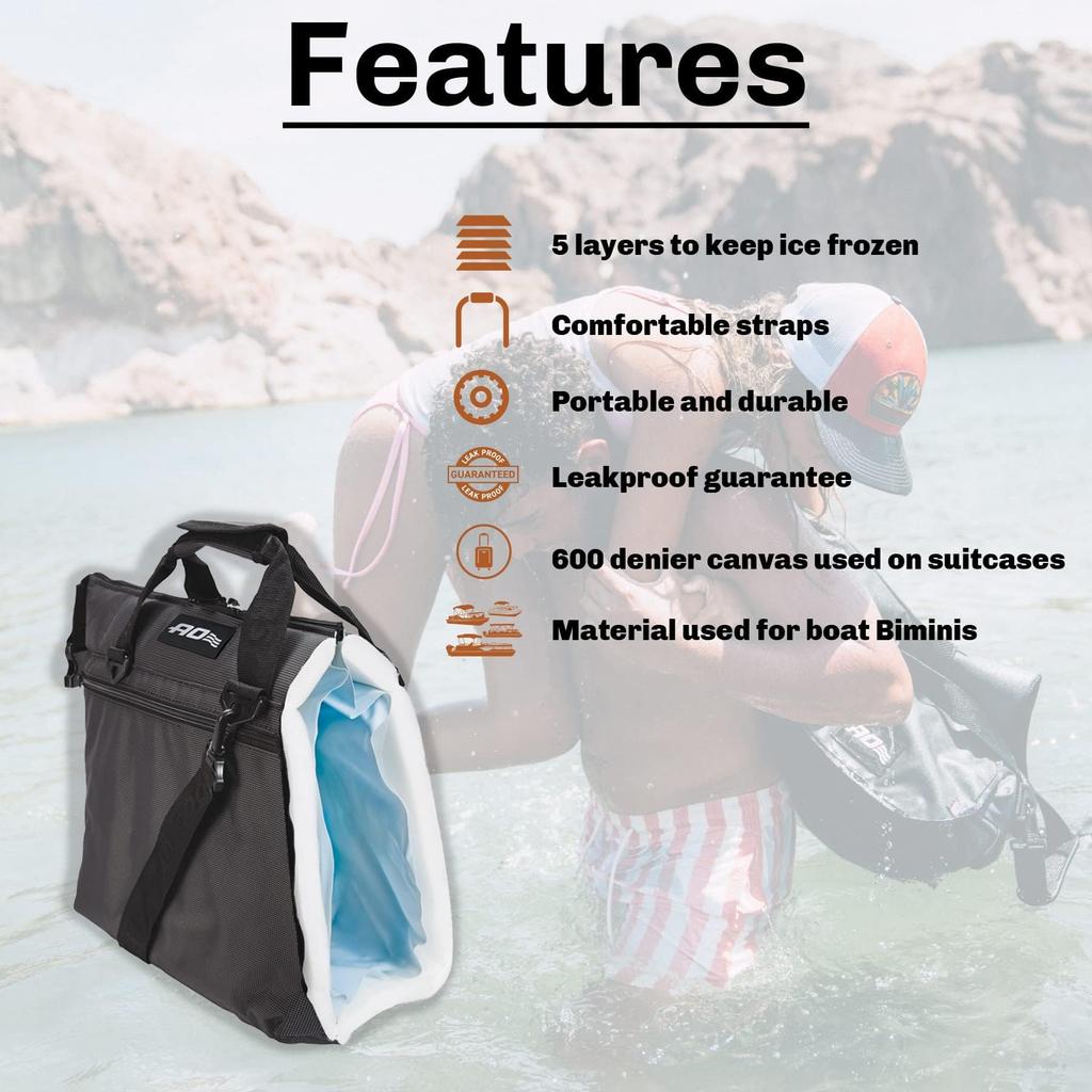 5 лет AO Coolers 36 Pack Canvas Soft Cooler Black 34L Легкий изолированный холодильник-коробка-холодильник Сумка-холодильник для кемпинга и пикника на открытом воздухе [подлинный