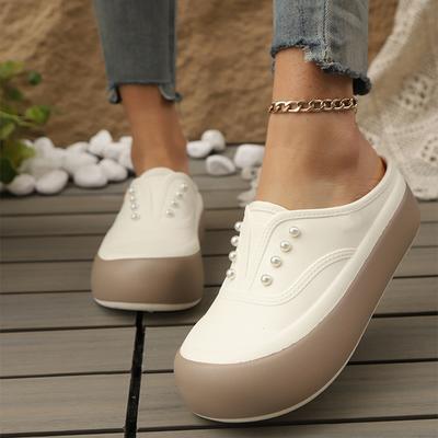 Мода 2025 Новая дышащая обувь для женской повседневной обуви Летняя обувь с отверстиями Ленивая обувь Обувь Баотоу с жемчужными шлепанцами