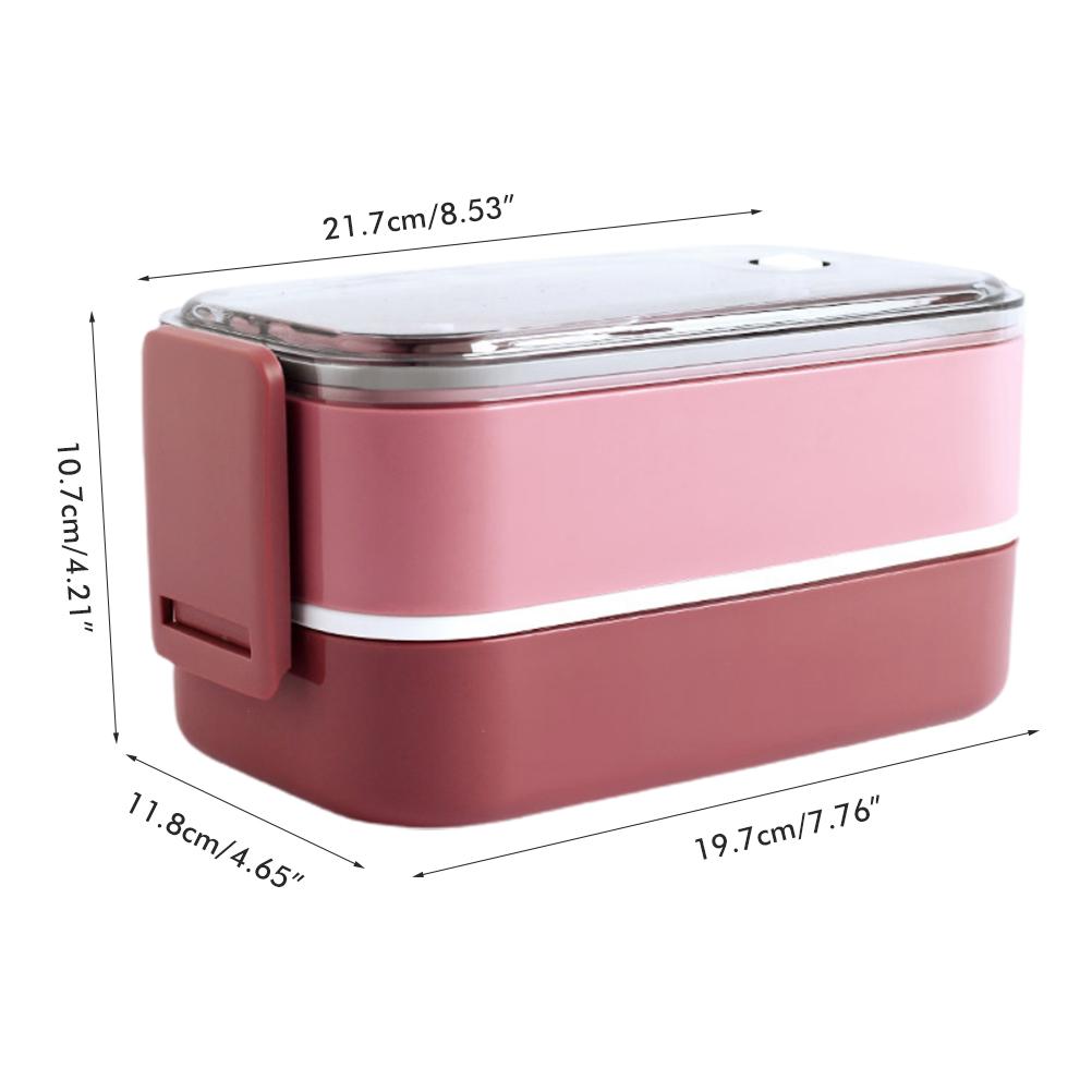 Portable Lunch Box Microwavable 2 Layer Stackable Japanese Bento Box with Utensils for Adults Kids