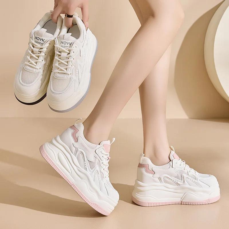 8,5 см новые женские кроссовки на платформе женская модная повседневная обувь женские кроссовки на толстой подошве вулканизированная обувь для женщин кроссовки для бега