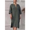 Summer Women's Dress Plus Size Solid Colour Casual Round Neck Button Long Dresses