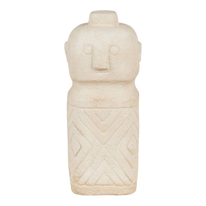 Statuette de décoration en ciment beige 6,5 x 6,5 x 15 cm
