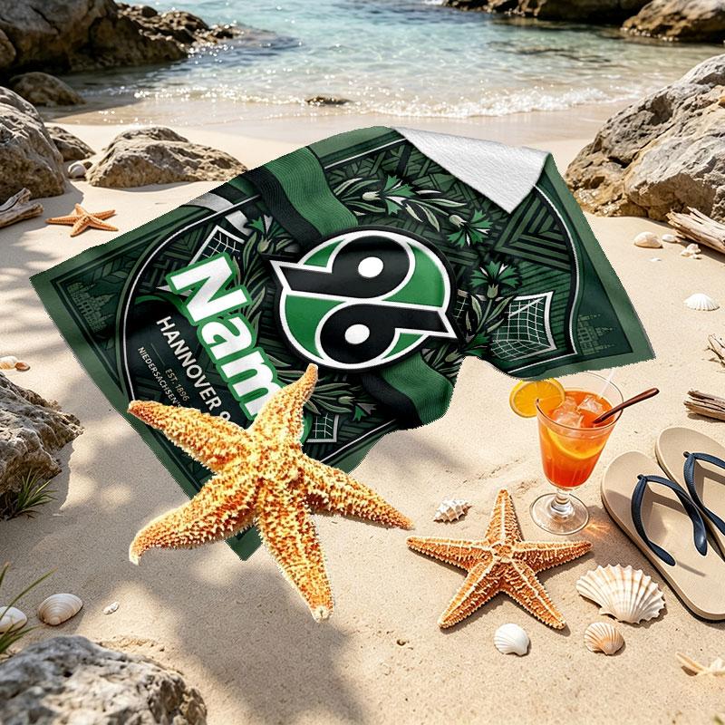 Custom Name Personalized Hannover 96 Football Print Beach Towel, for Trip Camping Beach Party Home Decor, Birthday Gift for Family & Friends