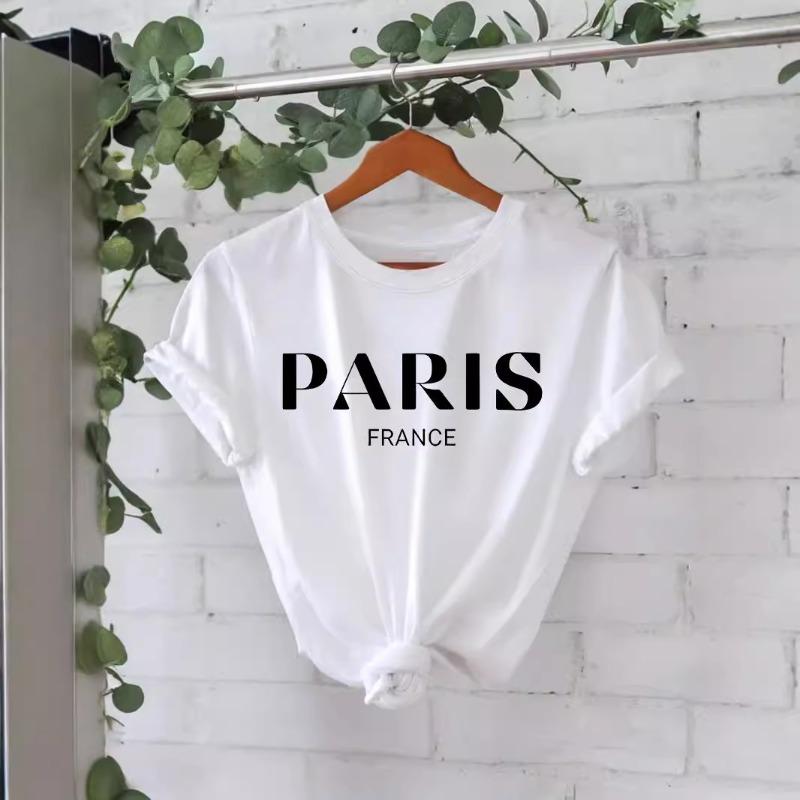 Футболка из хлопка, летняя, с коротким рукавом, круглым вырезом, с принтом, женская