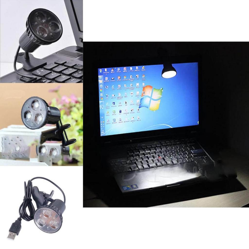 Портативная USB-лампа с 3 светодиодами и клипсой, премиальное качество, для ноутбука и книг