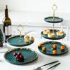 2 Tier Cupcake Stand Ceramic Elegant Dessert Plates Stand Serving Tray Containers for Cookies Birthday Home Dinner Wedding