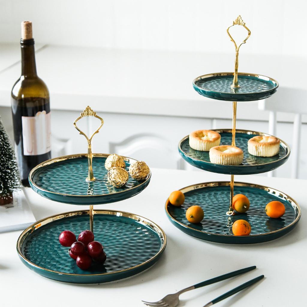 2 Tier Cupcake Stand Ceramic Elegant Dessert Plates Stand Serving Tray Containers for Cookies Birthday Home Dinner Wedding