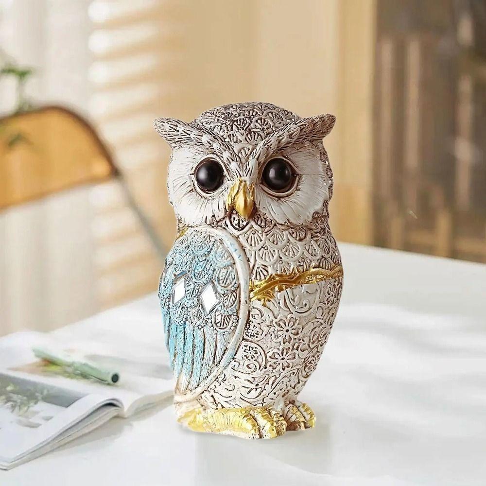 Vivid Owl Statue Cute Desktop Ornament Micro Landscape Bird Miniature Figurine  Home